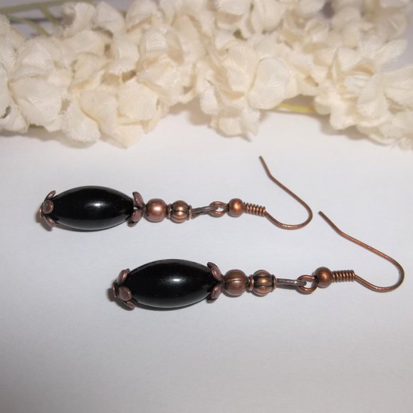 Copper & Black Boho Earring Set NWT Handmade 5823 - Picture 4 of 8